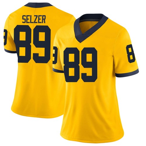 Carter Selzer Michigan Wolverines Women's NCAA #89 Maize Limited Brand Jordan College Stitched Football Jersey MUN4154RR